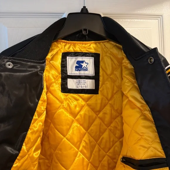 Pittsburgh Steelers Starter Enforcer Satin Varsity Full-Snap Jacket, Size: Large